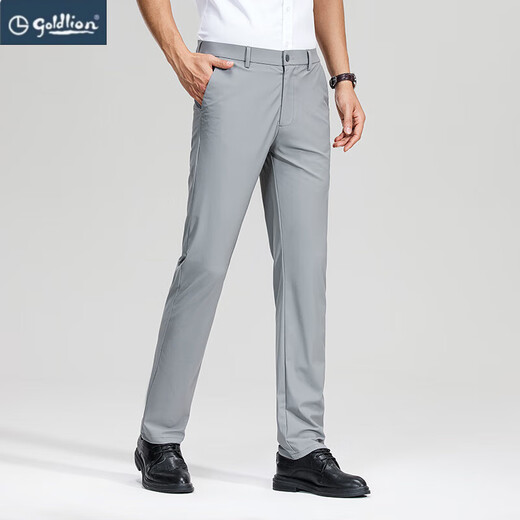 金利来男士夏季薄款休闲西装裤中年爸爸纯色免烫裤子微锥直筒长裤 724藏青 29