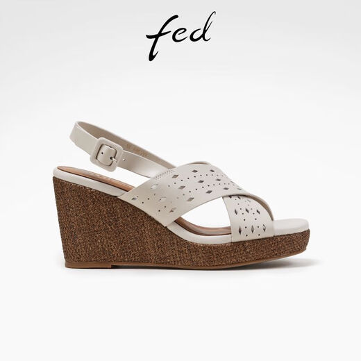 FED French sandals for women summer new women's shoes cross-strap heighten thick-soled sandals for women S0505-YAC265 beige 34