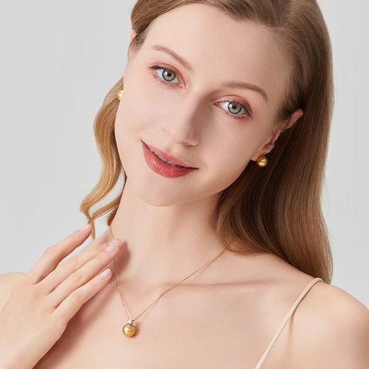 LAPRAFANY/Laibofen Gilder South Sea red gold bead pendant necklace 18K gold thick natural seawater pearls 12-13mm Gilder five-star red gold free 18K chain