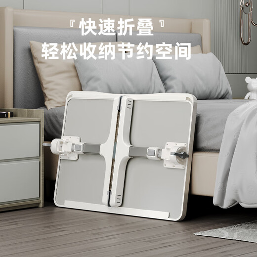 Dayijia bed computer table desk foldable small table laptop stand lazy person can lift dormitory student bay window table silver gray regular style + card slot + anti-slip tray