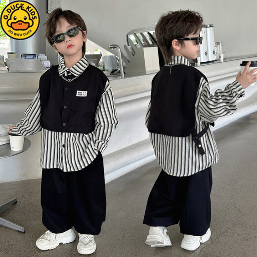 G.duck children's shirt boys early autumn wear 2026 new thin coat handsome boy long-sleeved shirt fake two-piece top picture color 130 recommended height 120-125cm 7-8 years old