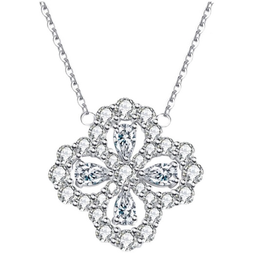 CAOXPT950 pure platinum micro-studded with diamonds imported from the United States D-color moissanite new white gold four-leaf clover pendant necklace pure platinum four-leaf clover necklace