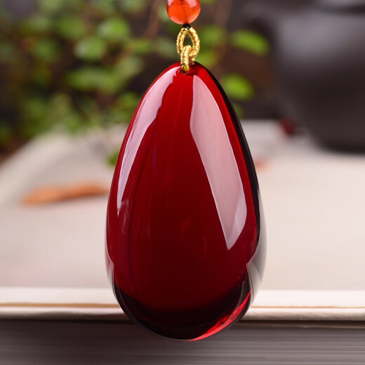 Six Senses of Red Dust Baltic Sea natural blood amber water drop pendant for men and women, authentic red amber old honey sweater necklace pendant, blood amber pendant chain