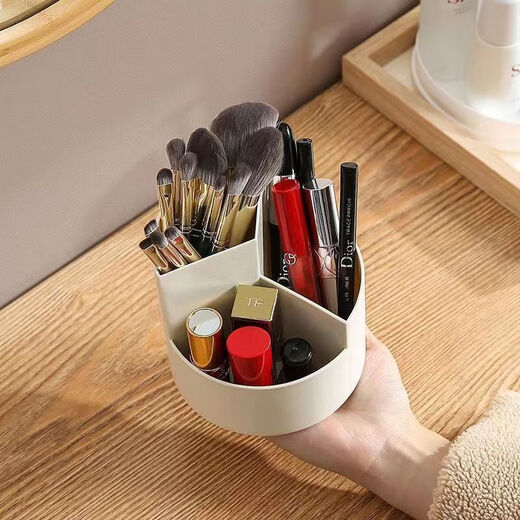 JD Logistics 360-degree rotatable storage bucket ins desktop lipstick makeup brush simple pen holder for children 360-degree rotatable cream white 1 piece
