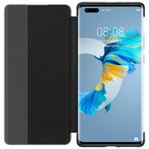 Huawei Original Mate40pro Handyhülle Lederhülle Mate40 E Smart Window Flip-Up Schutzhülle All-Inclusive Anti-Fall Mate40Pro Flip Ledertasche Schwarz