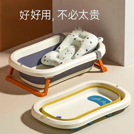 Dog-specific bathtub, foldable large and small dog bathtub, cat Teddy, Corgi, Bichon and Bichon bathtub, deep sea blue + electronic temperature sensor + bath net + gift bag