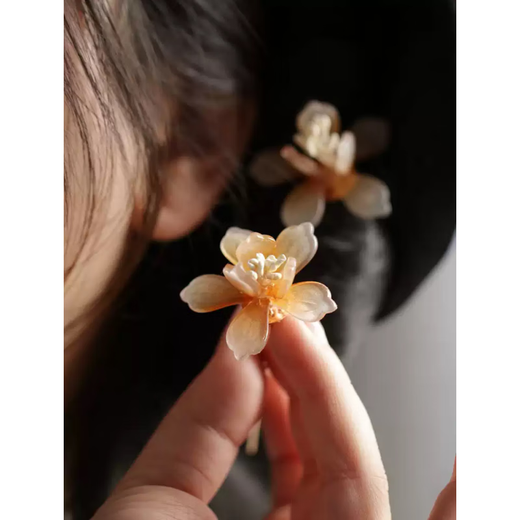 Jieyi Ancient Style Tang Style Hairpin Hanfu Accessories U Hairpin Ancient Costume Flower Embellishment Hairpin Hair Accessory Daily Matching Hairpin Headdress 1 Pack Magnolia Flower Hairpin About 8cm Long