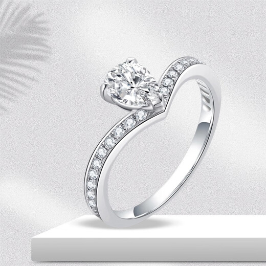 AVHE platinum diamond ring, artificially cultivated diamond, one carat pear-shaped pear-shaped diamond ring, asking for wedding gift, Chinese Valentine's Day diamond ring, platinum diamond ring - 1 carat D color VVS main diamond, number 9-20 circle can be noted