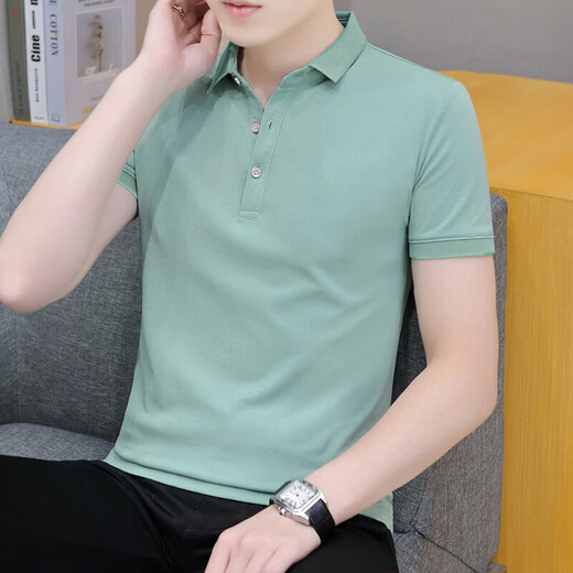 Heilan Sommer einfarbig Revers Kurzarm Herren Poloshirt trendiges und vielseitiges Business Casual Kragen Halbarm T-Shirt Herren schwarz QY686 M