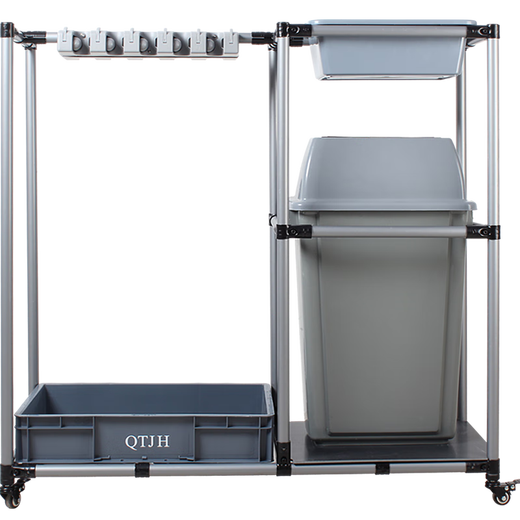 Oluoxun customized movable cleaning cart multi-functional cleaning and storage trolley cleaning storage shelf broom tool silver gray cleaning tool cart