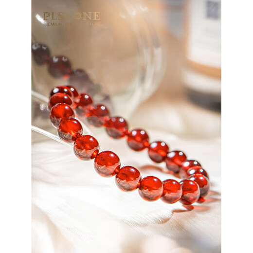 PLSTONE natural crystal Tanzania Fanta stone orange garnet hand-made bracelet gift for women and men, bead master level about 8mm Fanta garnet