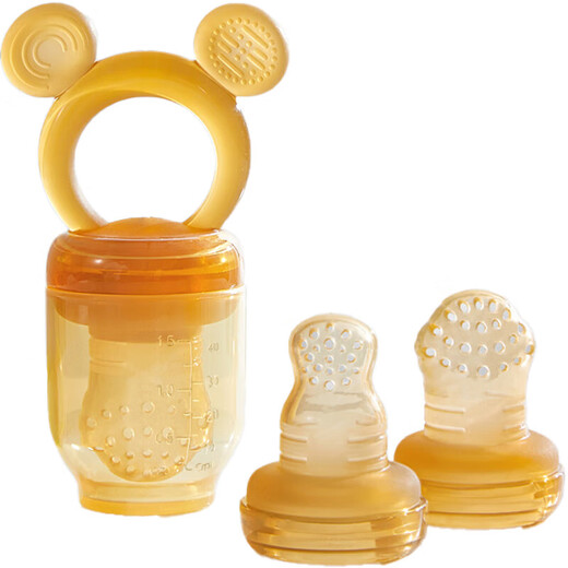 Baby fruit food supplement bite bag bite play complementary food pacifier fruit and vegetable juice artifact baby bite device anti-lost Bear S+L bite bag + anti-lost chain 1 pack