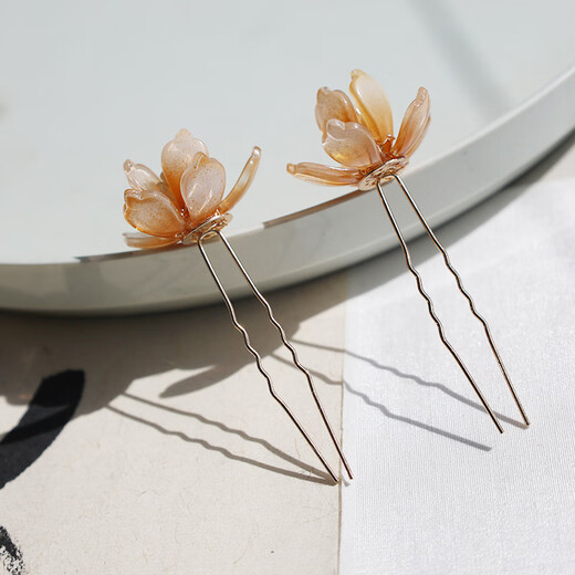 Jieyi Ancient Style Tang Style Hairpin Hanfu Accessories U Hairpin Ancient Costume Flower Embellishment Hairpin Hair Accessory Daily Matching Hairpin Headdress 1 Pack Magnolia Flower Hairpin About 8cm Long