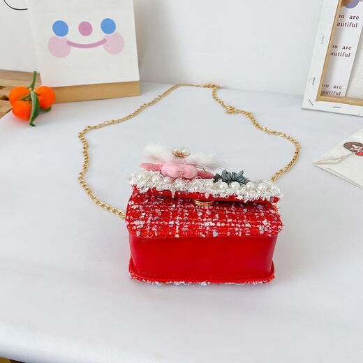 Disney's fashionable princess handbag Internet celebrity little girl mini versatile crossbody bag children's small fragrance style bag 2025 new model 9756 white flowers and red