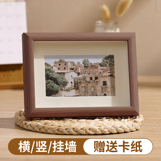 Jin Longxing 6-inch photo frame table walnut wooden empty frame picture frame wall hanging wedding baby family photo New Year's Day gift