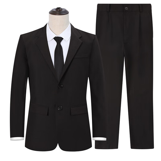 GOKU suit suit men's casual suit male college student DK uniform graduation dress formal black suit + black pants + white shirt + black tie 2XL weight 140-155Jin Jin equals 0.5 kg