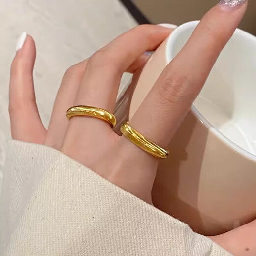 GAUSS CARLER old phoenix gold-plated silver ring ring fashionable 5G glossy cat eye ring women's 24K ring 0.01g same style cat eye No. 6 (US size)