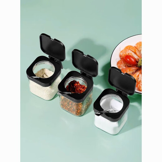 Yeyu 304 stainless steel large-capacity seasoning bottle combination glass salt shaker household kitchen seasoning storage (seasoning jar) 3 pack + base + classification stickers