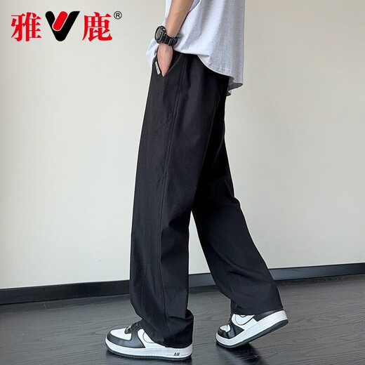 Yalu Bingsi Pants Men's Summer Quick-Drying Thin Loose Straight-Line Casual Pants for Boys New Cool Sport Wide-Level Trousers 6636 Gray 4XL About 170-190Jin [Jin equals 0.5 kg]