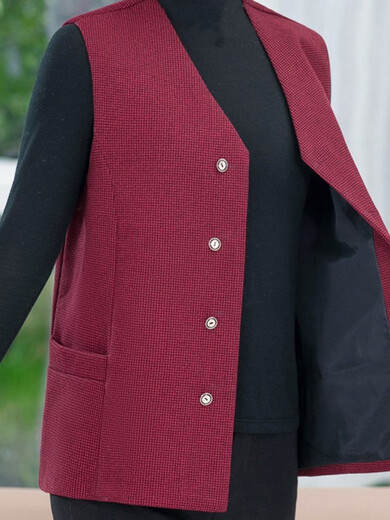 Mifansu Sommer mittleren Alters und ältere fette Mutter Weste Weste Mantel für Frauen mit kragenlosen alten Lady Horse Clip Oma, die eine Weste 1391 dunkelgraues kleines Gitterfarbe mit Auskleidung XL-Gebäude 95-105jin [Jin entspricht 0,5 kg]