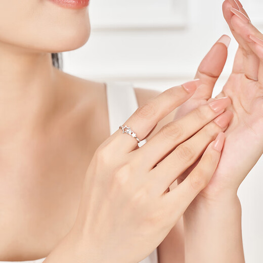 Ming brand jewelry platinum ring PT950 white gold star track wish ring BFM0092 platinum ring about 2.24 grams