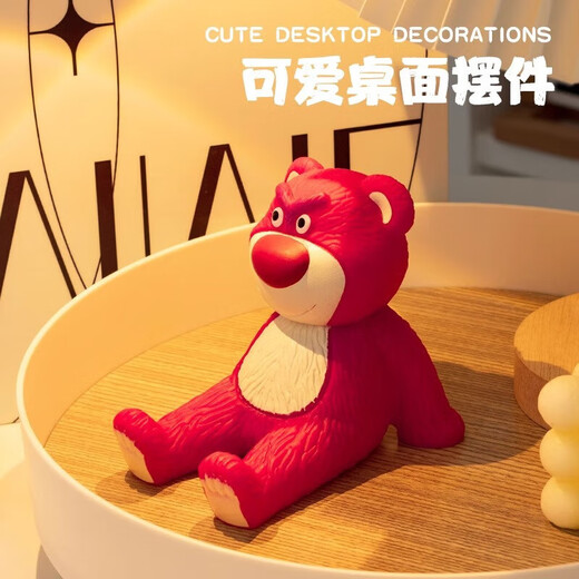 Strawberry Bear Mobile Phone Stand Desktop Cute Cartoon Plastic Stand Decorative Office Desk Ornament Suitable for Apple 17 Violent Bear Mobile Phone Stand