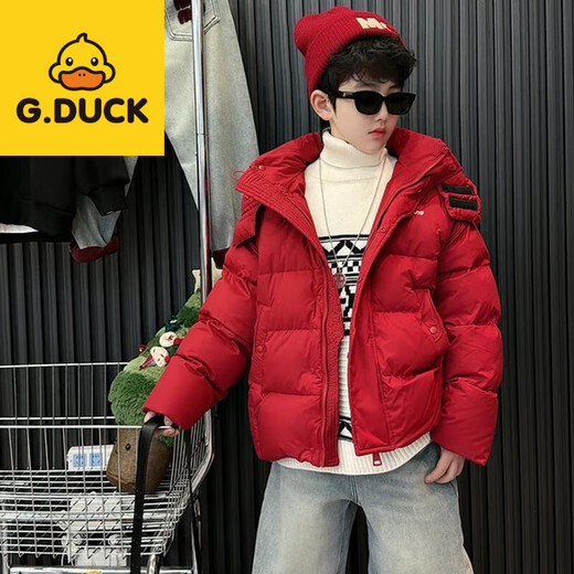 G.duck Boys' Winter Cotton Clothes 2025 New Zodiac Year Thickened Red Cotton Clothes Large Children's Cotton Jackets Spring Autumn and Winter Jackets Red 120 cm