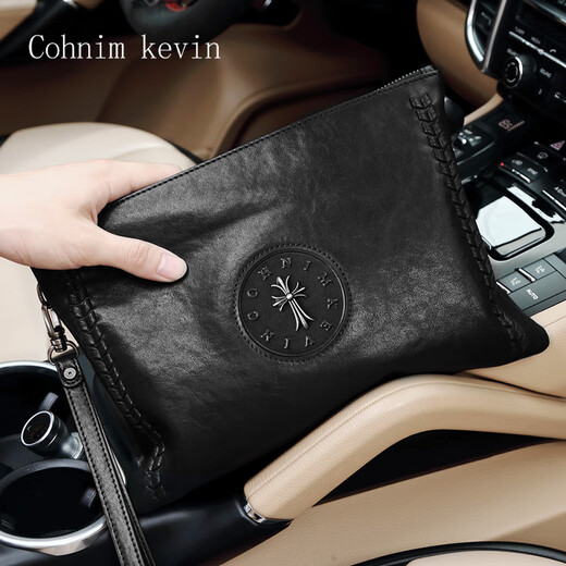 Cohnim Kevin Luxusgüter Top -Schicht Cowide Herren Handtasche Halten Reißverschluss Herrenbeutel Holding Wallet Freund Vatertag Geburtstagsgeschenk C305 Schwarz [Lieferung in der Nähe von Lagerhaus]