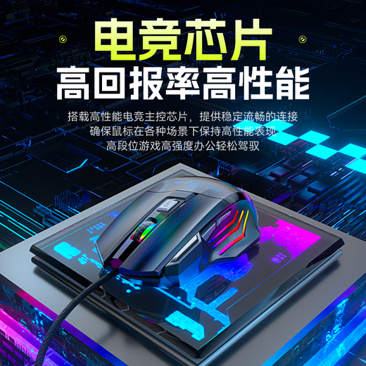 SUOYING【TOP榜第一名】鼠标有无线游戏电竞机械专用电脑笔记本办公配件usb台式外接网吧宏编程吃鸡三角洲 机械有线【七按键丨LED七彩呼吸灯丨3档DPI】黑 人体工学+光学引擎+电竞芯片+游戏宏编程