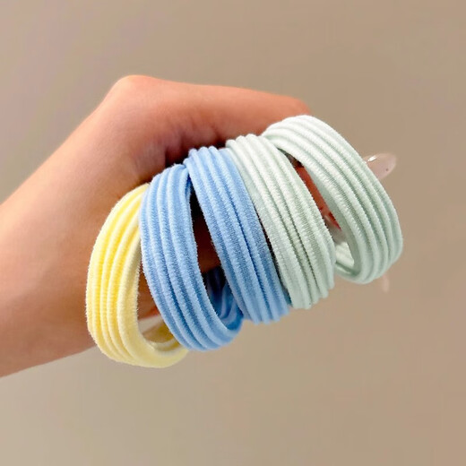 Hesiyu Stripes丨Sea Salt Series Highly Elastic Summer Ball Hair Rope Cute Headband Rubber Band Durable Thickened Rubber Band Sea Salt Series 10 Strips