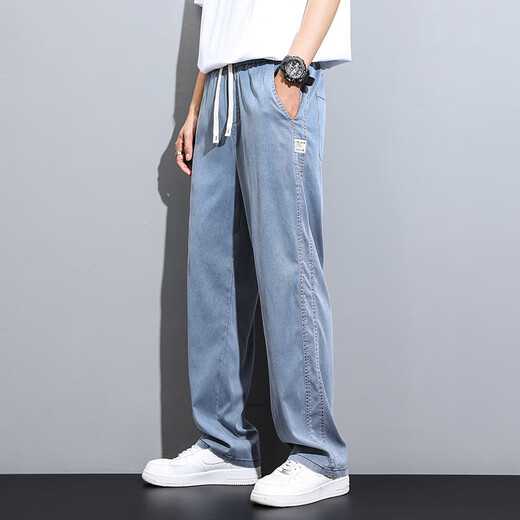 NOSSKISS International Luxury Men's Clothing Brand High-end Jeans Summer Thin Style Brand Straight Loose Wide Legs Summer Casual 1048 Black One Size 4XL Recommended 185200Jin [Jin equals 0.5 kg]
