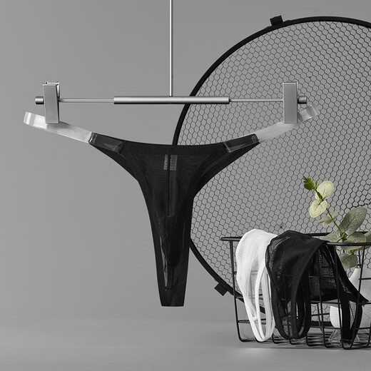 T-string sexy men's sexy transparent mesh underwear with low-waisted T-pants for men's super elastic fitness black this is black M