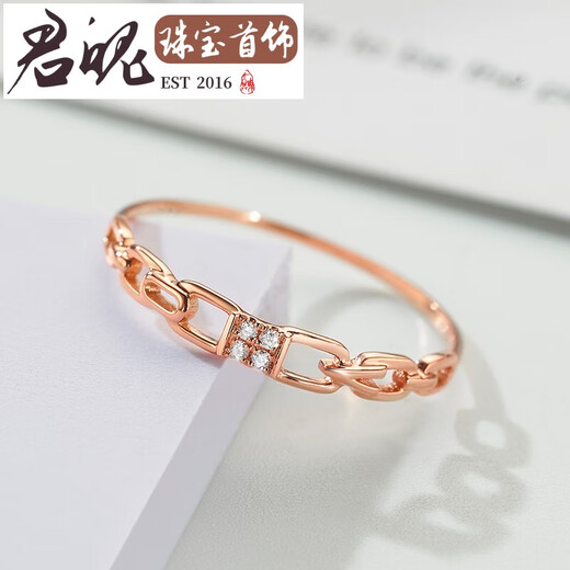 Junpo color gold diamond ring 18k rose gold ring interlocking ring au750 ring personalized versatile women's 18k rose gold diamond ring size 10