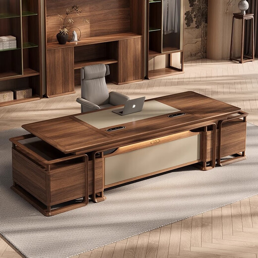New Chinese style desk boss desk solid wood executive desk general manager office chairman computer desk office new style 2.0m boss desk (ash wood)