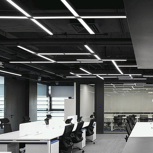Deng Ling office chandelier led strip square light shopping mall supermarket office building seamless pendant lamps black frame right angle 120*10cm white light 12 pieces