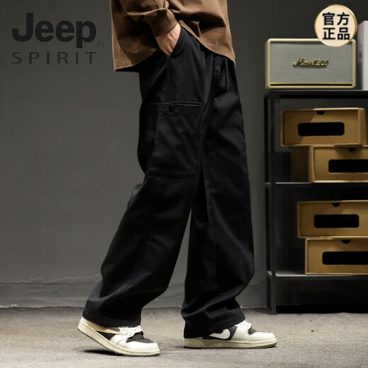 JEEP SPIRIT时尚简约百搭休闲裤子男款潮牌夏季薄款宽松透气直筒工装裤冲锋裤 2024ZGX-9856杏色2025 XL