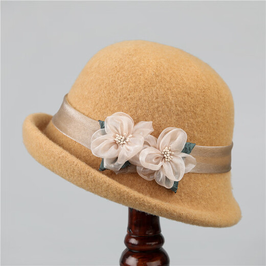 Woodpecker (TUCANO) French retro woolen hat for women, autumn and winter curled woolen felt hat, fashionable and versatile fisherman hat, outdoor basin hat, trendy off-white M (56-58cm)