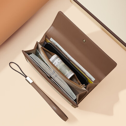 Williampolo Kaiser Paul Mode kleine Handtasche Frauen Langer Brieftasche Valentinstag Mobilteilwechsel Kartentasche Multifunktionaler Mobiltasche Weißer Kaffee mit Schalter Geschenkbox