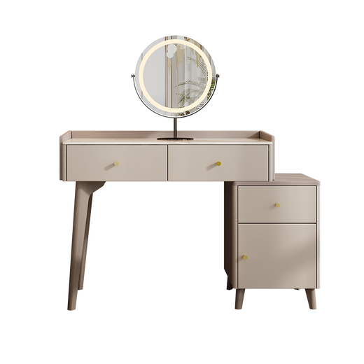 KUKA Gujia Wood Art Simple Dressing Table Storage Cabinet Integrated Retractable Solid Wood Slate Makeup Table Retractable Dressing Table + 8025YQ Makeup Stool