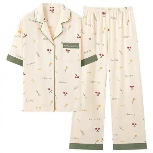 Yalu Summer Pure en coton pur pyjamas réglé pantalon à manches courtes de l'âge moyen et jeune vêtements de style coréen Elegant Cool Feeling Brand 6623 Suit féminin M 80Jin [Jin est égal à 0,5 kg] 1,95jin [Jin est égal à 0,5 kg]