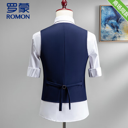 ROMON Father's Day Gift Blue Suit Vest Men's Slim Fit Korean Business Casual Formal Vest Vest Men 221 Dark Blue Four Buttons L 175 Suitable for 115-128 Jin Jin is equal to 0.5 kg or so
