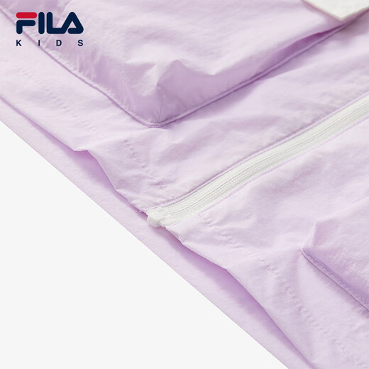 FILA Children's Sun Protection Clothing 2025 Autumn New Loose Hooded Woven Jacket for Girls, Middle and Large Children Cloud Mushroom White-WT 160