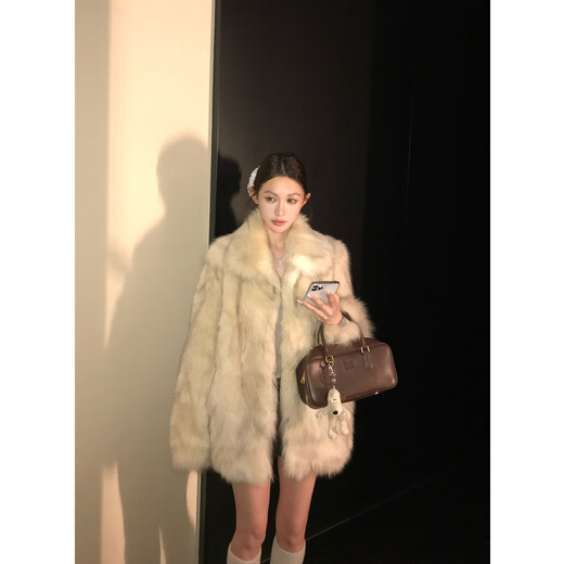 COCO LIMITED fur annual hot item God Girl Finnish whole fur fox fur coat blue fox white (hot item rare color) M