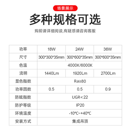 Philips (PHILIPS) integrated ceiling LED panel light flat light ultra-thin ceiling light 18W 300mm*300mm white light (6000K) AX054