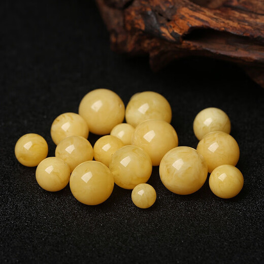 DL 1998 Fat Donglai same style beeswax single bead floating white flower white flower chicken oil yellow and white honey loose beads with beads round beads cultural toy bracelet with white flower nectar round beads 8mm one