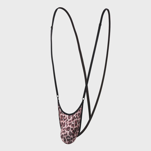Private hair men's U thin nylon low-waist trendy sexy big bag leopard print one-piece thong Sapphire small net One size fits all 90-200Jin Jin is equal to 0.5 kg