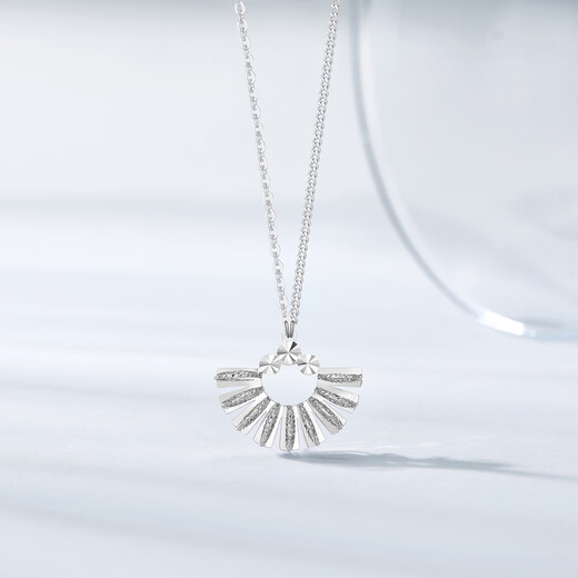 Chao Acer PT950 platinum necklace women's fan-shaped chain birthday gift pricing Platinum XQP40000386 about 5.7g