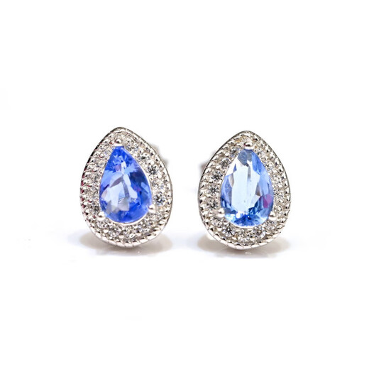 Colorful Jewelry Flashing Blue S925 Tanzanite Stud Earrings 6*3