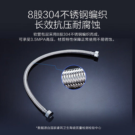 JOMOO stainless steel hose 4-point interface leak-proof, rust-proof, high temperature resistance H5688 stainless steel water inlet pipe -80CM H5688-080101C-1