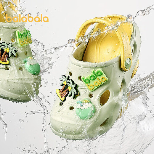 Balabala children's shoes children's clogs non-slip home slippers boys and girls sandals new summer outer wear green tone 00344 35 (inner length 23cm recommended foot length 22cm)